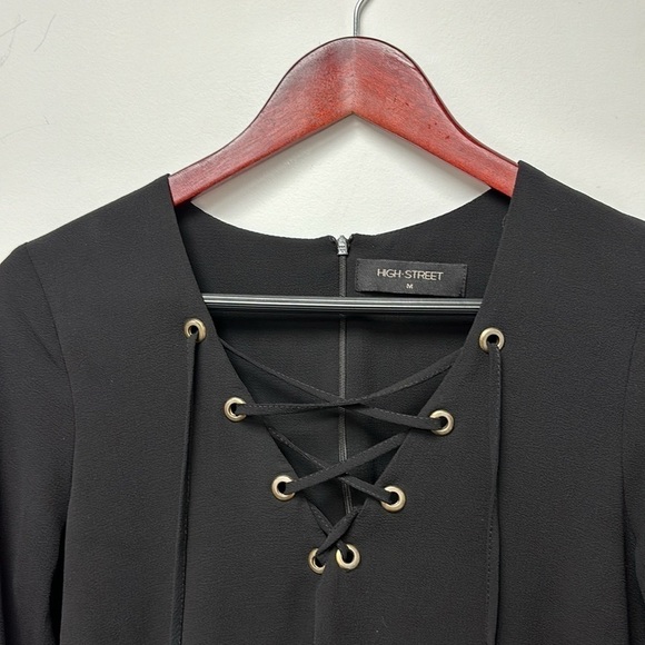 HIGH-STREET Black dress decorated with crossed bow on the front size M - Picture 3 of 8